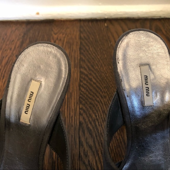 Sexy MIU MIU Grey Suede Platform Gladiators - Picture 4 of 8